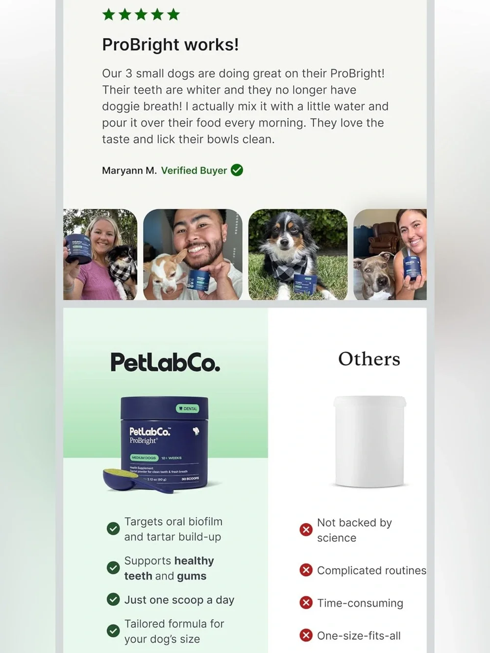 PetLabCo. ProBright Dental Powder Bad Breath Freshener Teeth Cleaning Tartar Dog